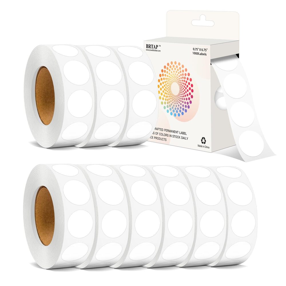 5686 3/4 Inch Round Color Coding Labels - 10 Rolls, 10000 Dots - Permanent